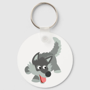 Porte-clés Cute Curious Cartoon Wolf Keychain