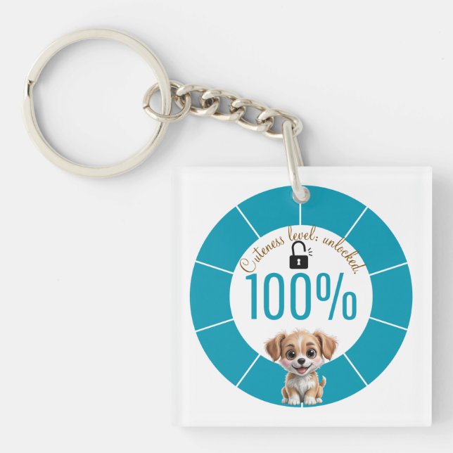 Porte-clés Cute Dog Keychain – Custom Text & Image (Devant)