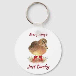 Porte-clés Cute Duck Fun Quote " Everything is Just Ducky" 