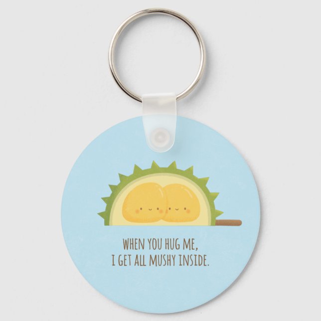 Porte-clés Cute Durian Love Mushy Hugs Valentines Porte - clé (Recto)