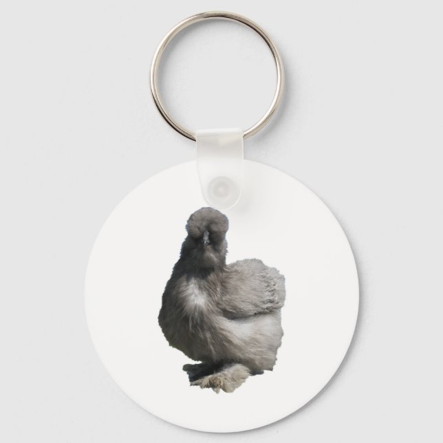 Porte-clés Cute Fluffy Blue Silkie Poulet (Recto)