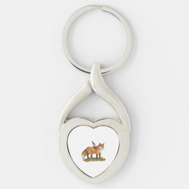 Porte-clés Cute Fox Et Son Ami Gnome (Devant)