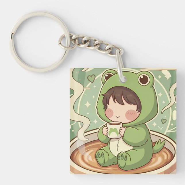 Porte-clés Cute Froggy Coffee Tale Design (Devant)