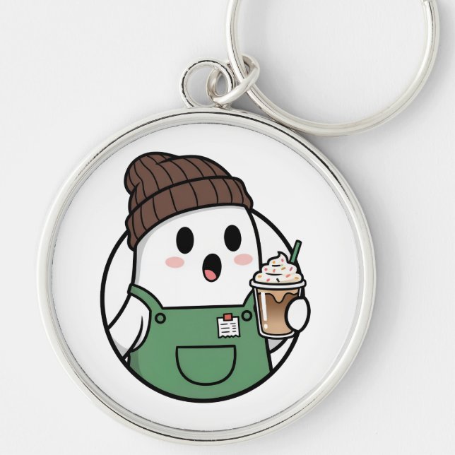 Porte-clés Cute Ghost Coffee Keychain (Devant)