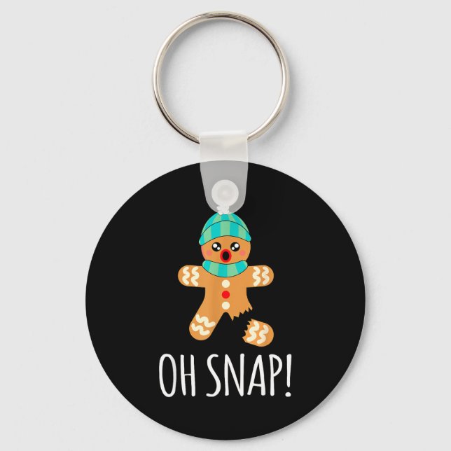 Porte-clés Cute Gingerbread Man Funny Christmas Oh Snap  (Recto)