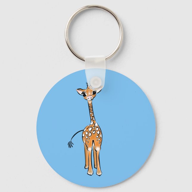 Porte-clés Cute Giraffe drawing, safari animals (Recto)