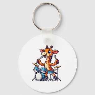 Porte-clés Cute Giraffe Jouer Drums Giraffes Drummer Musique