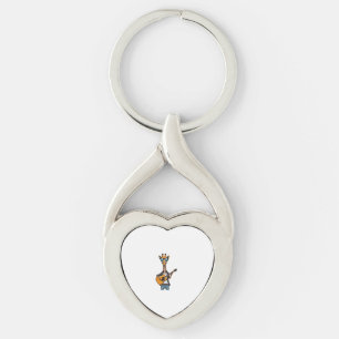 Porte-clés Cute Giraffe Jouer Guitare Giraffes Musicien Musi