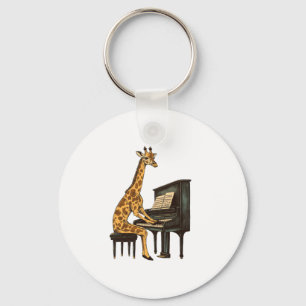 Porte-clés Cute Giraffe Jouer Piano Giraffes Musicien Musique