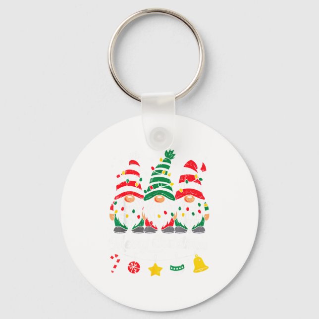 Porte-clés Cute Gnomes Merry Christmas Light Family Gnome Xma (Recto)