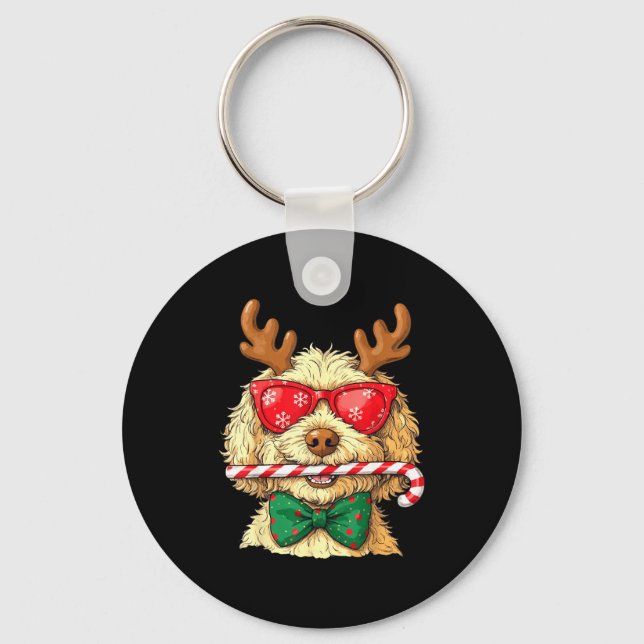 Porte-clés Cute Goldendoodle Dogs Christmas Lights Golden Doo (Recto)
