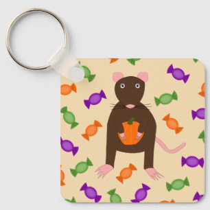 Porte-clés Cute Halloween Rat et Citrouille Custom