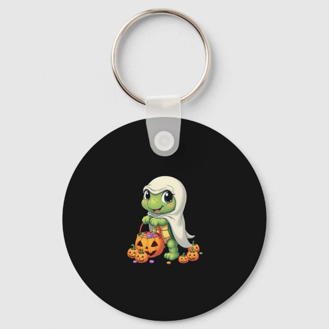 Porte-clés Cute Halloween Turtle Ghost avec bonbon (4) (Recto)