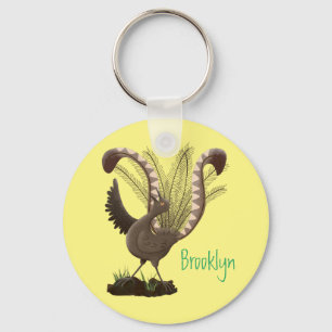 Porte-clés Cute happy superb lyrebird cartoon illustration