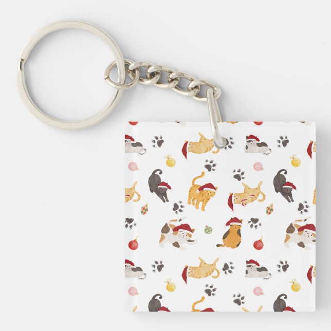 Porte-clés Cute Holiday Cat Pattern (Devant)