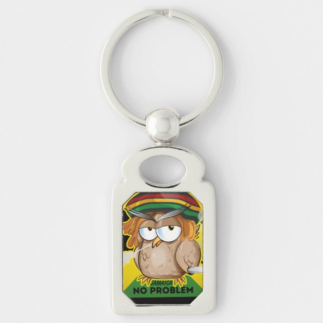 Porte-clés Cute Jamaïque Pas De Problème Drôle Chouette Fumer (Devant)