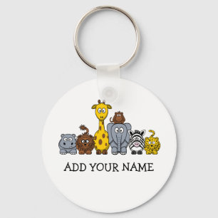 PORTE-CLÉS CUTE JUNGLE ANIMAUX AJOUTER VOTRE TEXTE