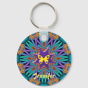 Porte-clés Cute kaleidoscope Ketchain avec nom et papillon