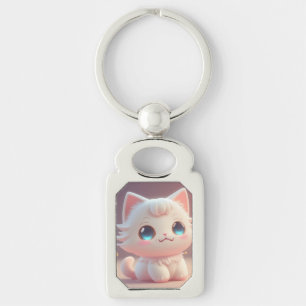 Porte-clés Cute Kawaii Fluffy Chat blanc