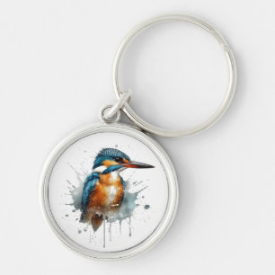 Porte-clés Cute Kingfisher en bleu et orange