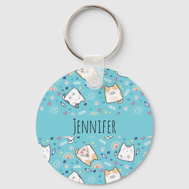 Porte-clés Cute Kitty Chat Motif Whimsical (Recto)