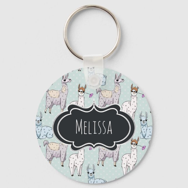 Porte-clés Cute Llama Motif Pois (Recto)