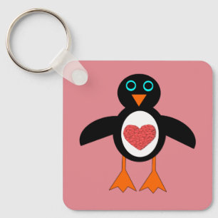 Porte-clés Cute Love Coeur Penguin Personnalisé