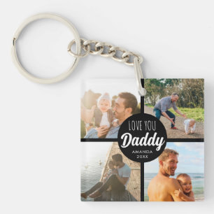 Porte-clés Cute Love You 'Papa' Collage Photo personnalisée