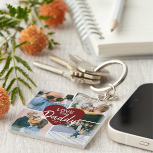 Porte-clés Cute Love You 'Papa' Photo personnalisée Collage C