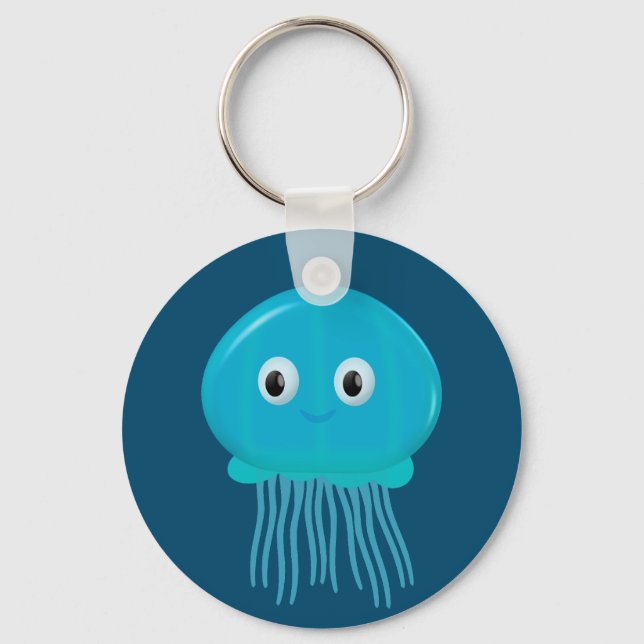 Porte-clés Cute méduse Cartoon Dans L'Océan Bleu (Recto)