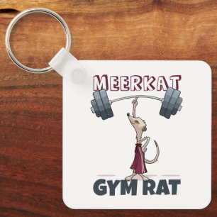Porte-clés Cute Meerkat Gym Rat Funny Weightliftlifter Cartoo