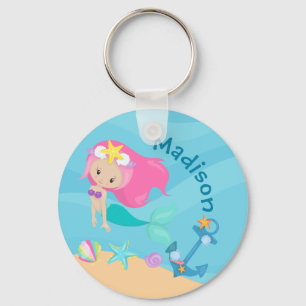 Porte-clés Cute Mermaid Girl Beach Anniversaire Fête Personna