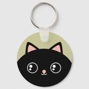 Porte-clés Cute noir Kawaii Kitty Porte - clé rond