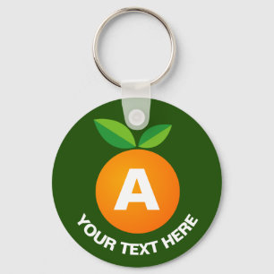 Porte-clés Cute orange fruit custom monogram button keychains