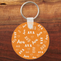 Cute Orange Word Art Cloud Nom du coeur Texte pers