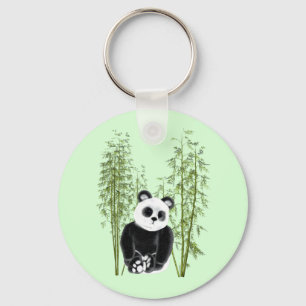 Porte-clés Cute Panda assise en bambou