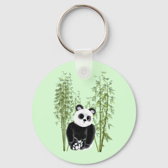 Porte-clés Cute Panda assise en bambou (Recto)