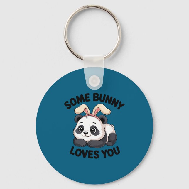 Porte-clés Cute Panda Bunny Some Bunny Loves You  (Recto)