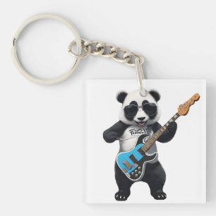 Porte-clés Cute Panda Jouer Guitare, Musique Panda Amateurs