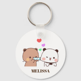 Porte-clés Cute Panda Ours Amour Monogramme