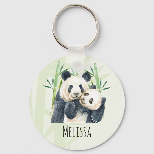 Porte-clés Cute Panda Ours Cuddin Aquarelle (Recto)