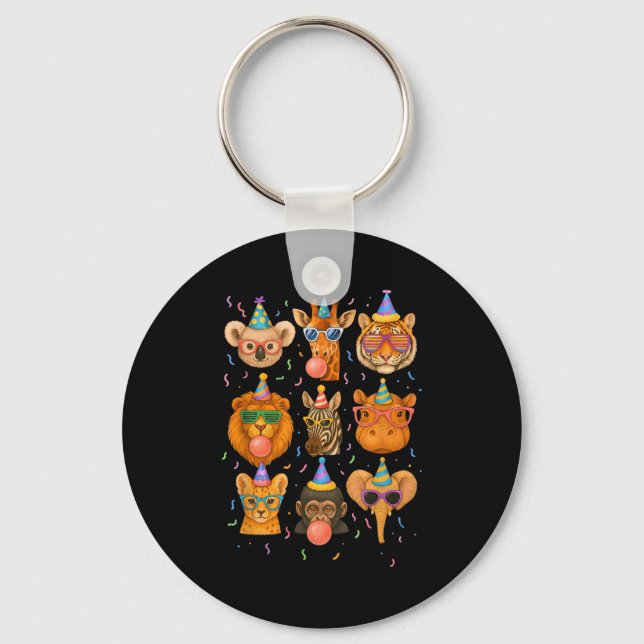 Porte-clés Cute Party Animals Birthday Wildlife Zoo Birthday  (Recto)