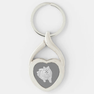Porte-clés Cute Pencil Pomeranian Porte - clé de coeur de chi