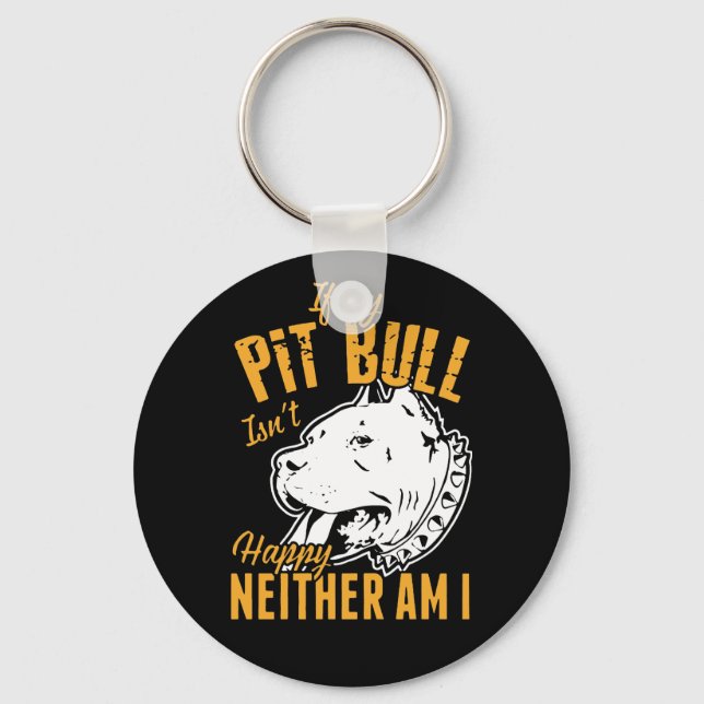 Porte-clés Cute Pit Bull Maman Papa Puppy Chien Pitbull Secou (Recto)