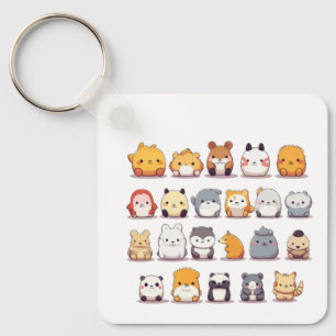 Porte-clés Cute Plushie Animaux japonais Anime Chibi Art