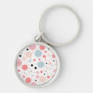 Porte-clés Cute polka point spot motif blanc
