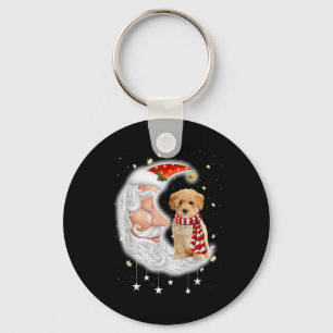 Porte-clés Cute Poochon Avec Santa Hat Amoureux des chiens de