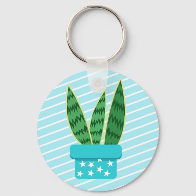 Porte-clés Cute Poted Kawaii Snake Plante Succulent (Recto)