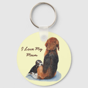 Porte-clés Cute puppy beagle with mum dog