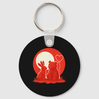 Porte-clés Cute Rabbit Bear Couple Valentine's Day Lovers 